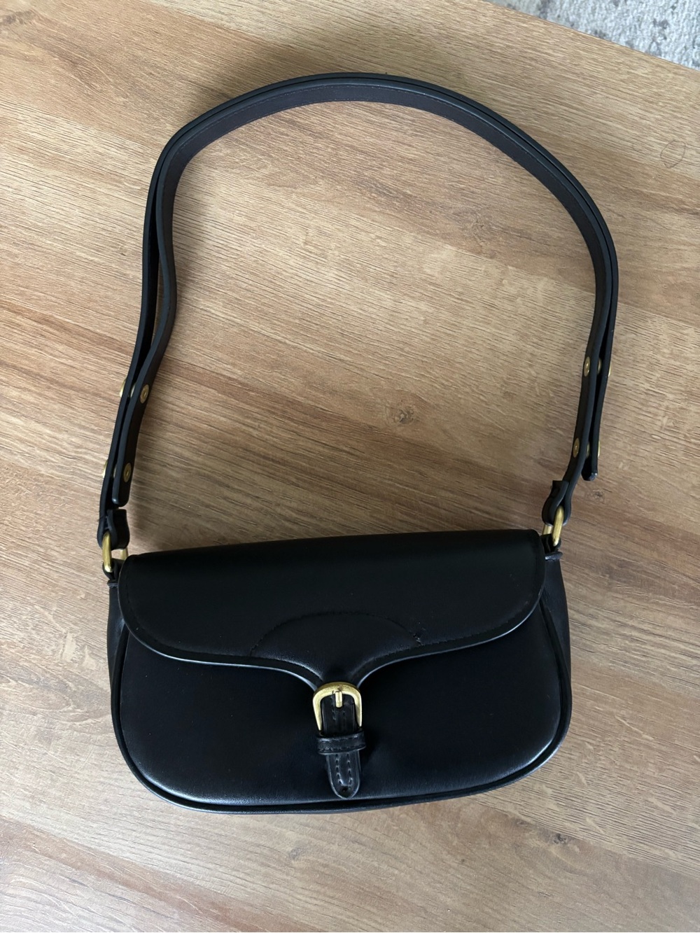 Mango Small Black Shoulder Bag with Buckle Detail